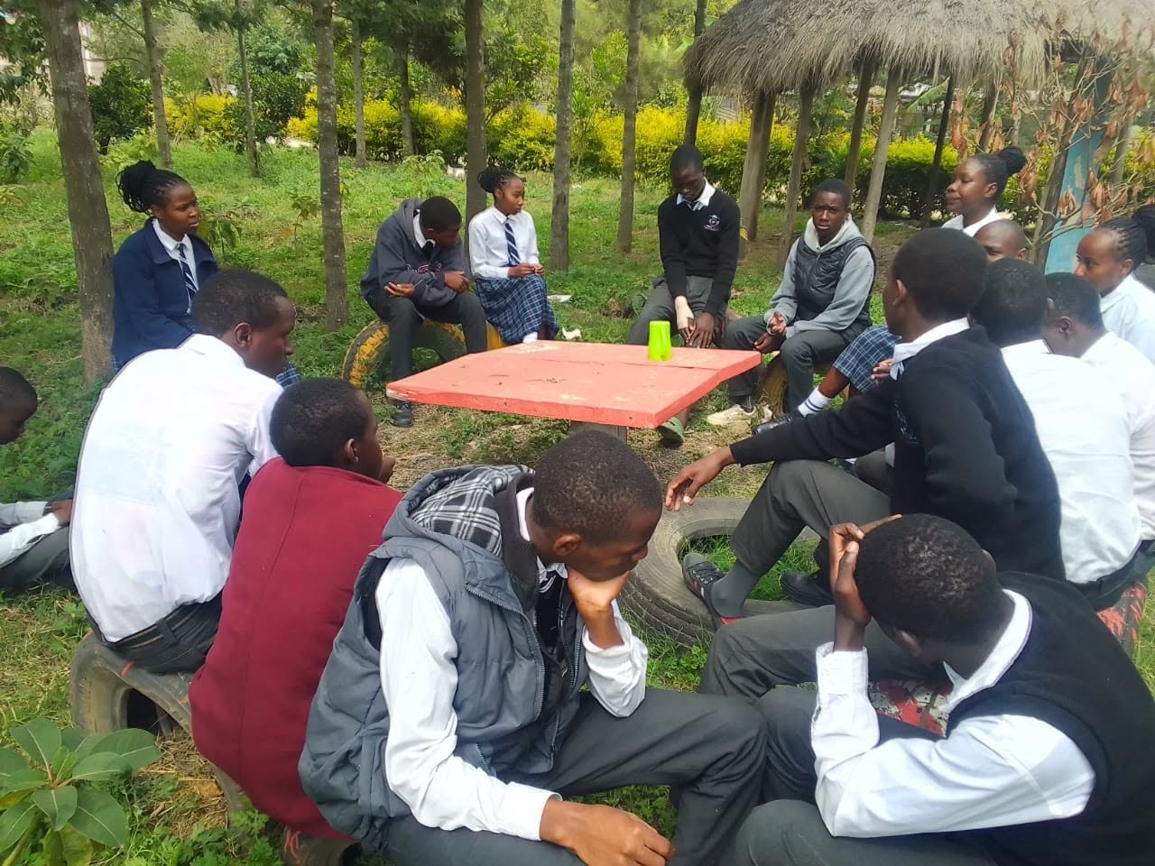 Students in a peer support discussion circle